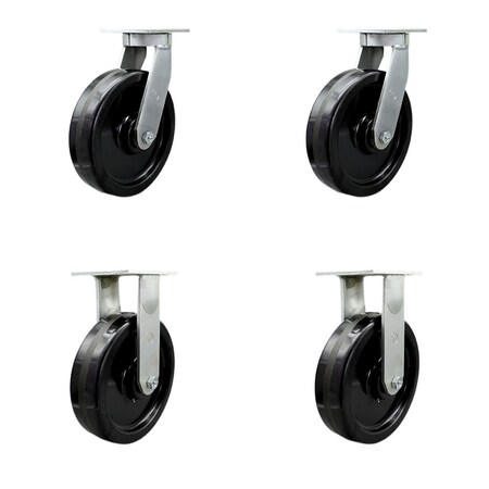 Service Caster 10'' Extra Heavy Duty Phenolic Wheel Caster Set 2 Swivel Locks 2 Rigid, 4PK CRAN-SCC-KP92S1030-PHR-BSL-2-R-2